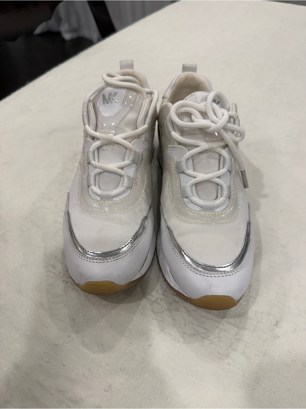 Michael Kors White and Silver Fashion Sneakers